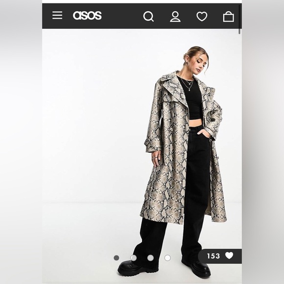 asos DESIGN Gray Snake Animal Print Leather Look Jumpsuit Coveralls - Picture 7 of 7